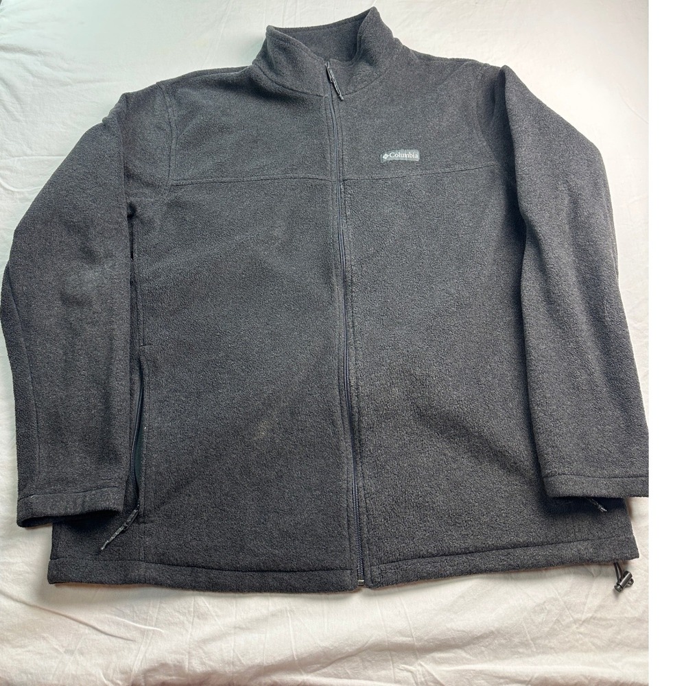 Columbia Mens 2X Fleece Jacket Full Zip Charcoal Gray Steens Mountain Outdoor